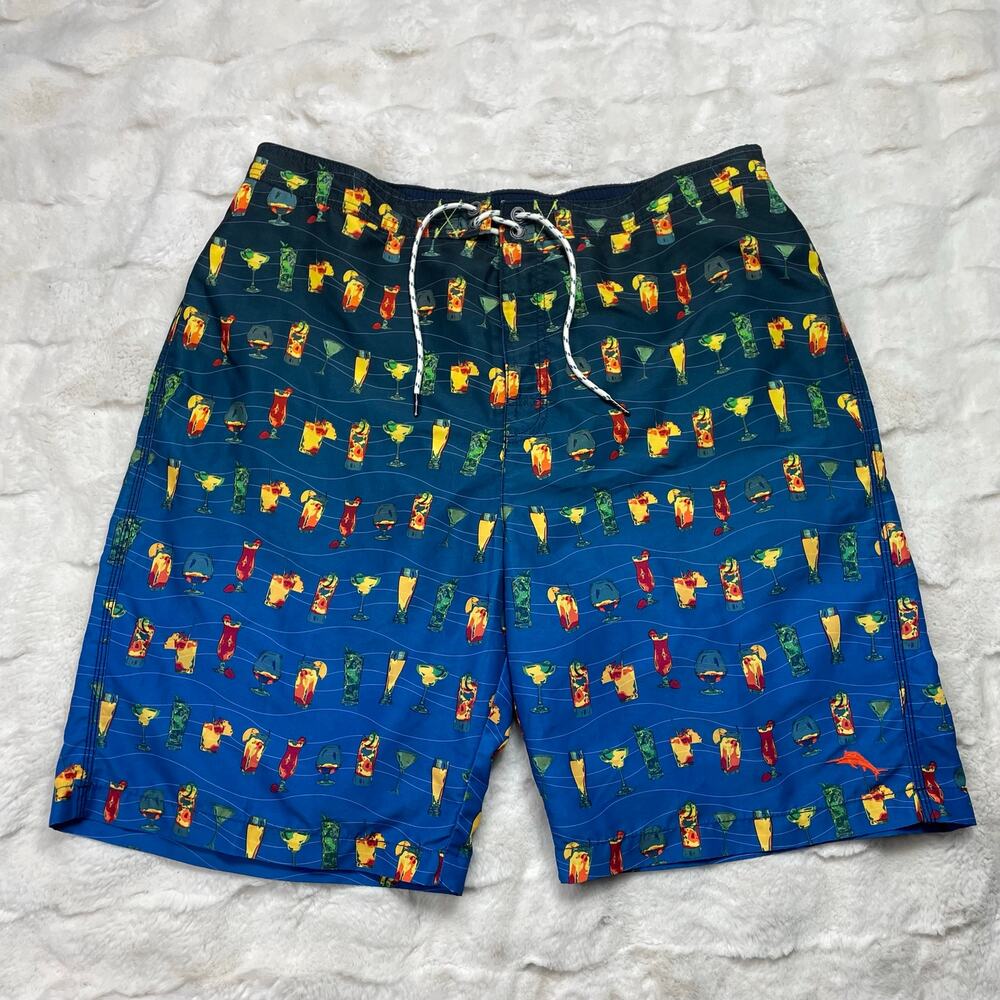 🔥Tommy Bahama Relax Cocktail Print Boardshorts Swim Trunks Surf Beach Mens XLT